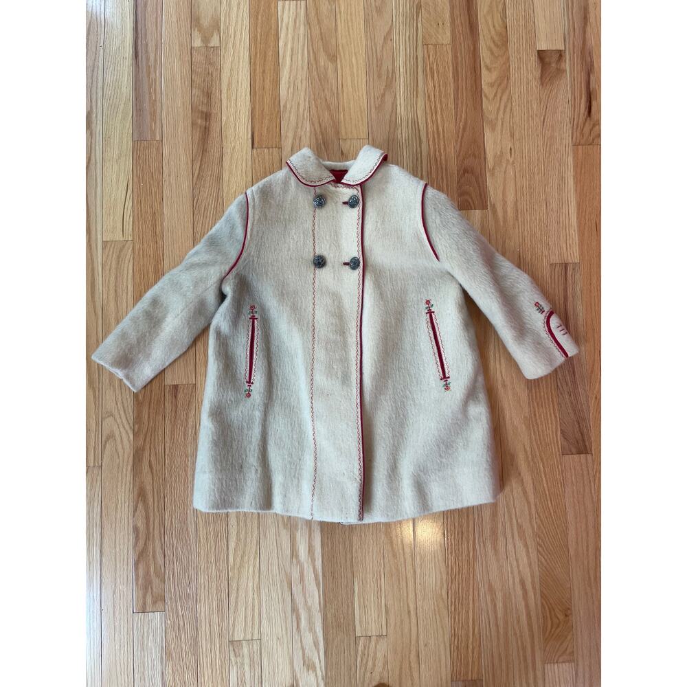 RARE Neiman‎ Marcus Haidegger Austrian Wool Peacoat Kids Size 65, embroidery